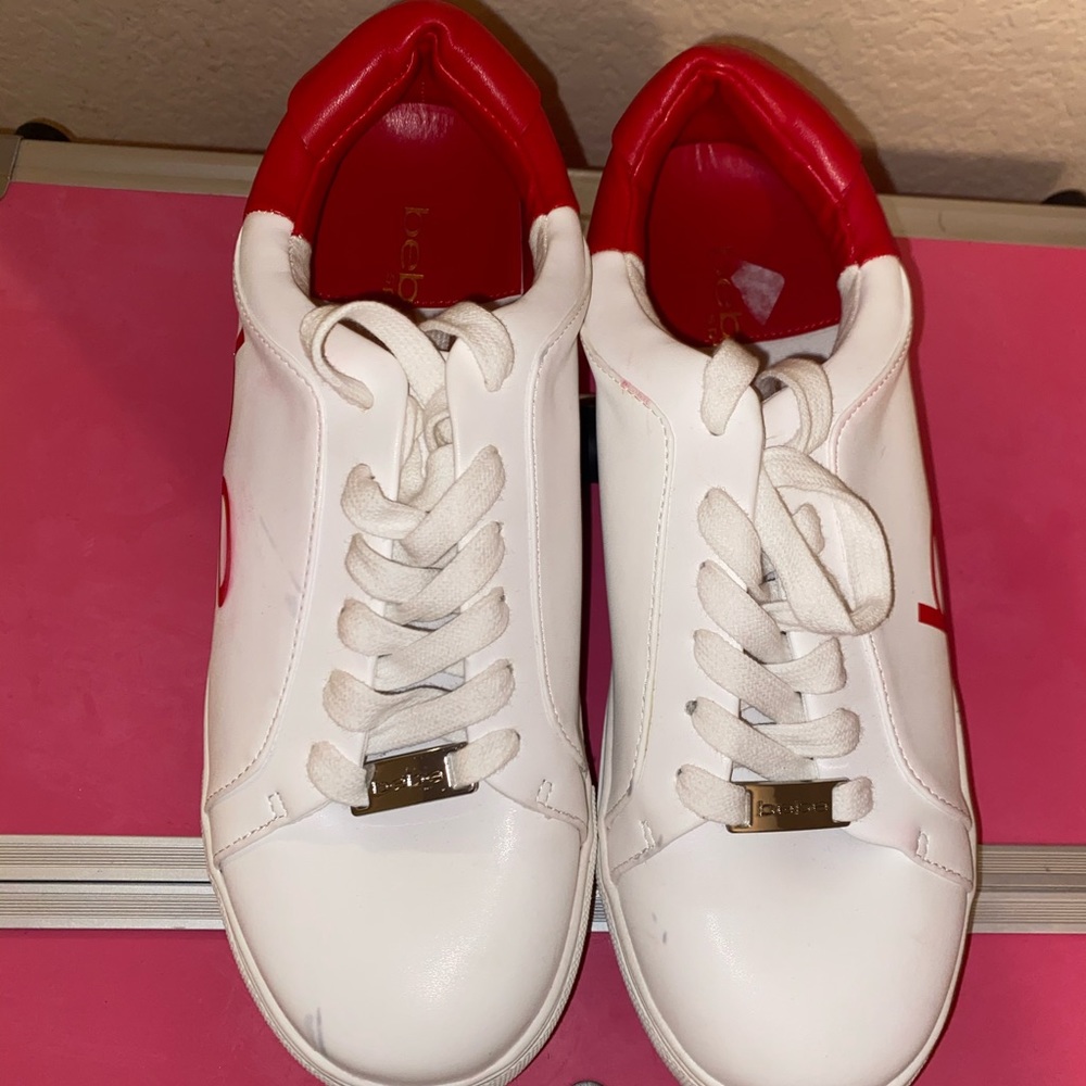 Red and white Bebe sneakers